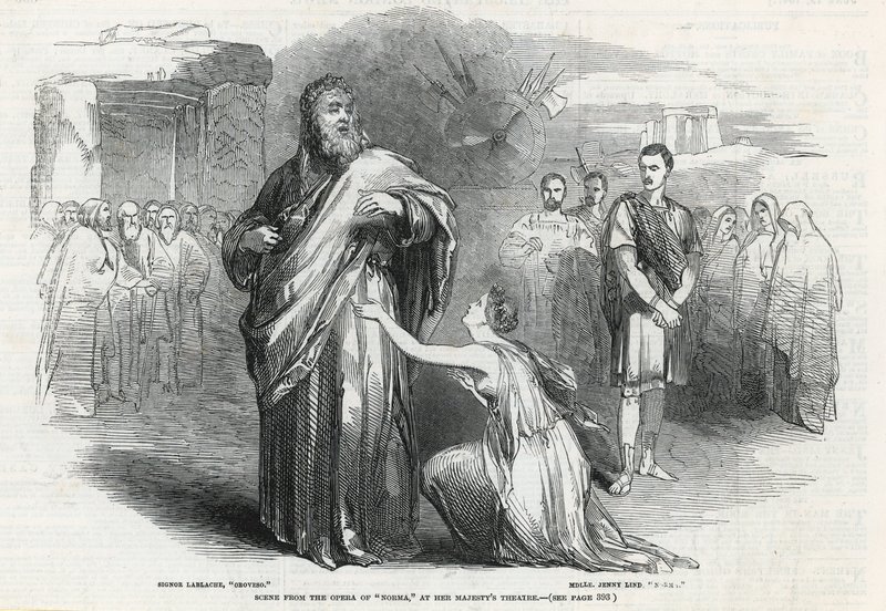 Scéna z opery Norma v Her Majestys Theatre, Londýn od English School