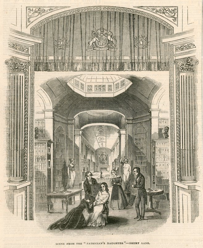 Scéna ze hry The Patricians Daughter, divadlo Drury Lane, Londýn od English School