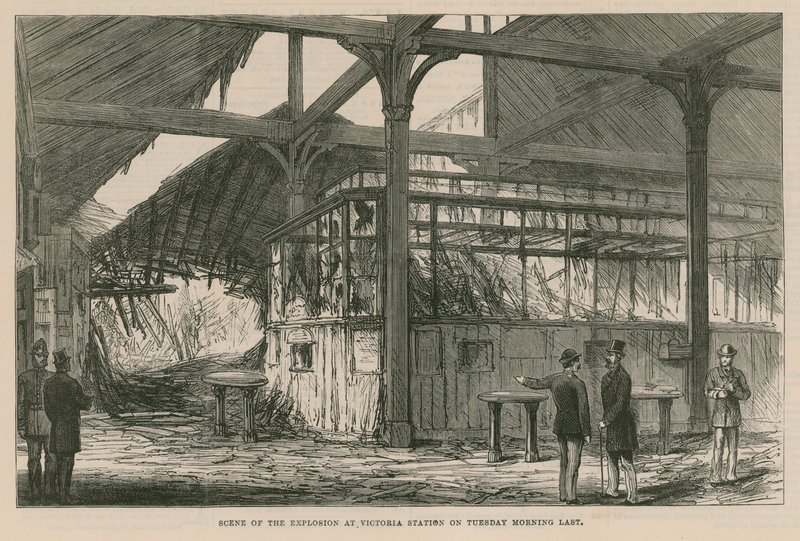 Místo exploze na nádraží Victoria v úterý ráno, 1884 od English School