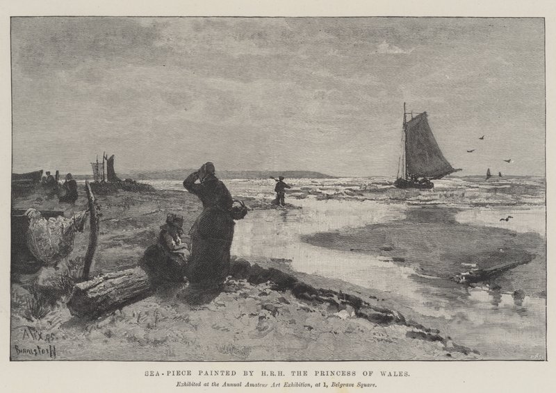 Sea-Piece maloval HRH princezna z Walesu (rytina) od English School