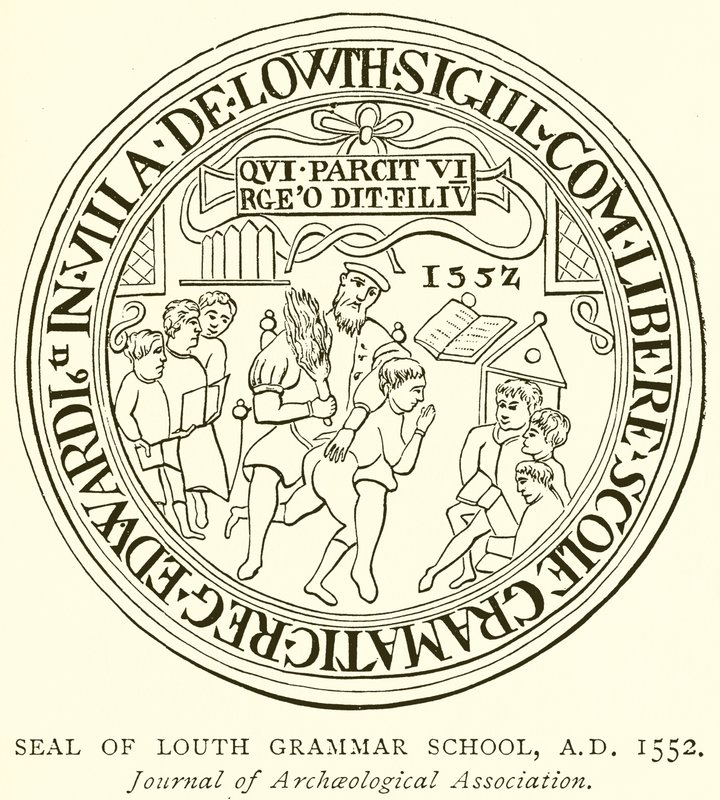Pečeť gymnázia Louth, AD 1552 od English School