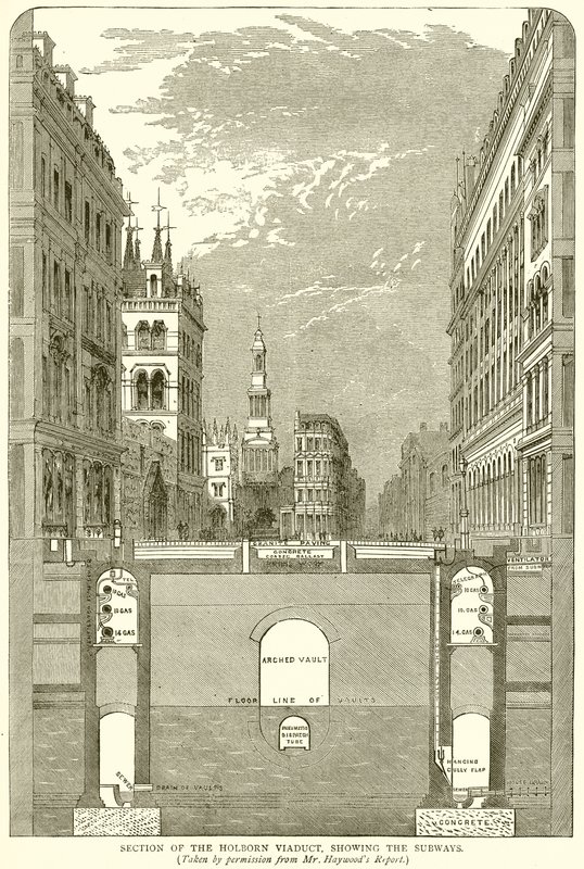 Část Holbornského viaduktu, ukazující podchody od English School