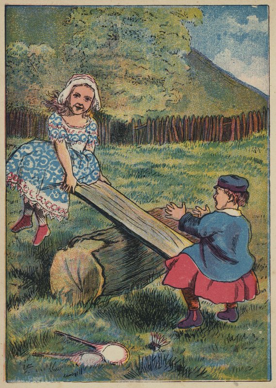 See-Saw, Margery Daw (barevná litografie) od English School