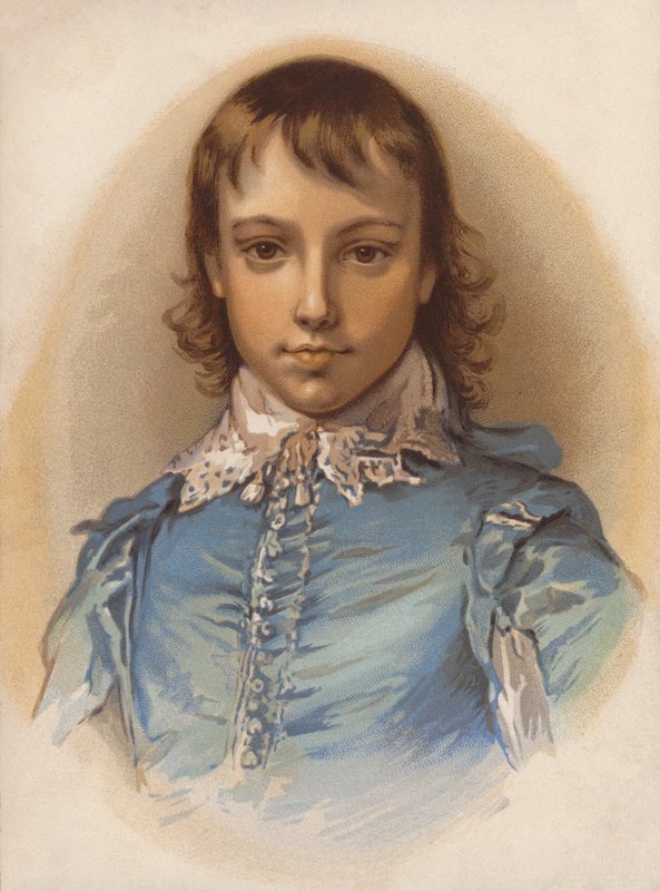 Sentimentalizovaná verze Gainsboroughova obrazu Blue Boy (barevná litografie) od English School
