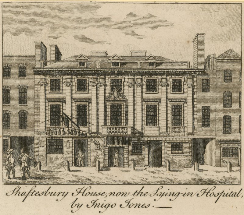 Shaftesbury House, nyní ležící v nemocnici, navržený Inigem Jonesem od English School