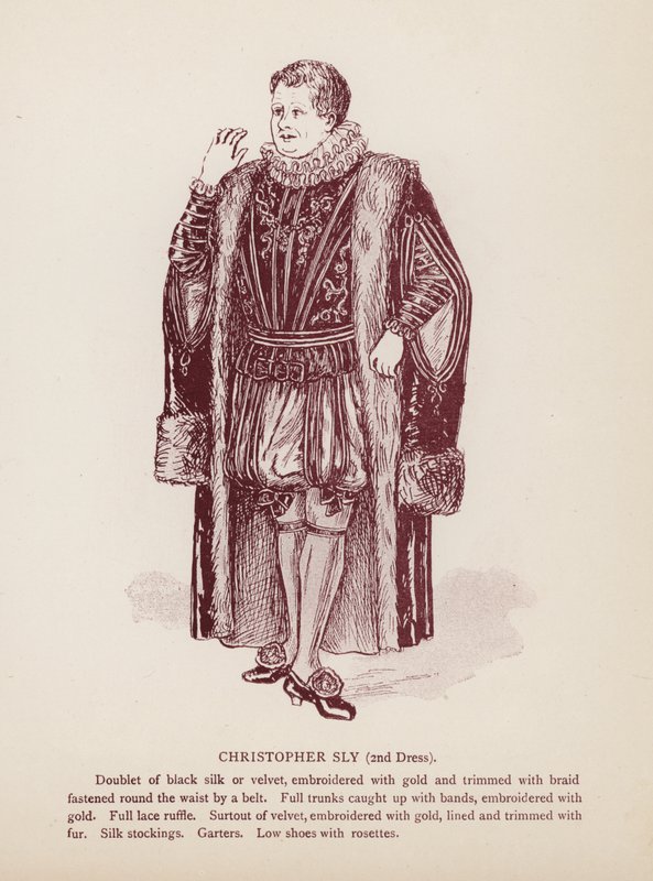 Shakespearovo Zkrocení zlé ženy: Christopher Sly, 2. šaty (litho) od English School