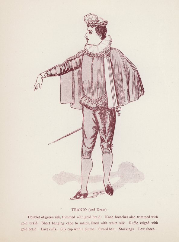 Shakespearovo Zkrocení zlé ženy: Tranio, 2. šaty (litho) od English School