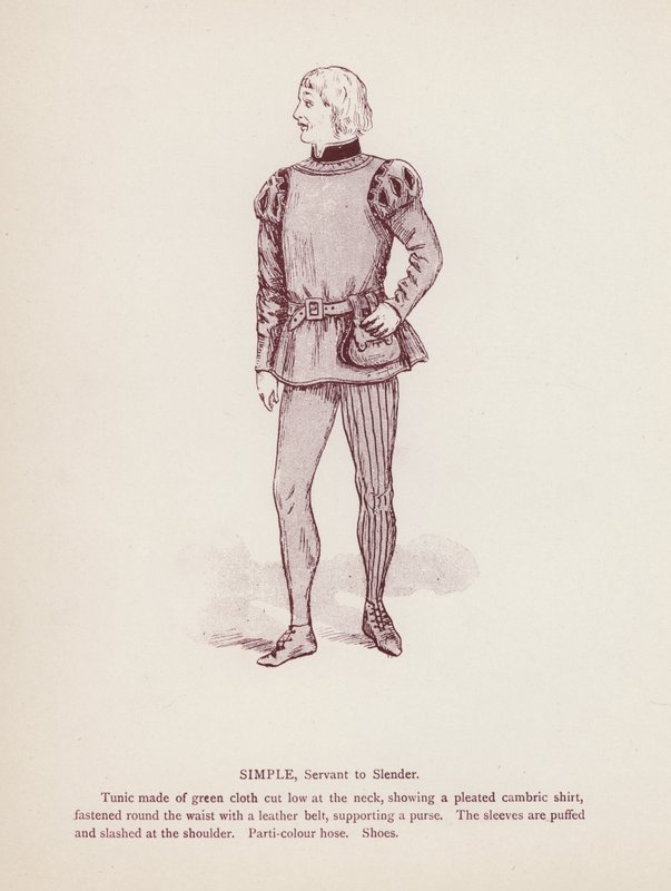 Shakespearovy Veselé paničky z Windsoru: Prosté, sloužící štíhlému (litho) od English School