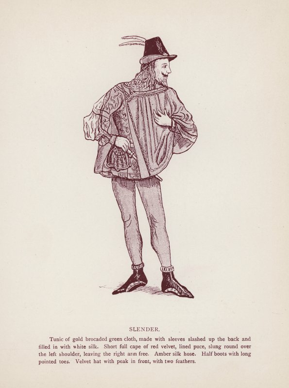 Shakespearovy Veselé paničky z Windsoru: Slender (litho) od English School