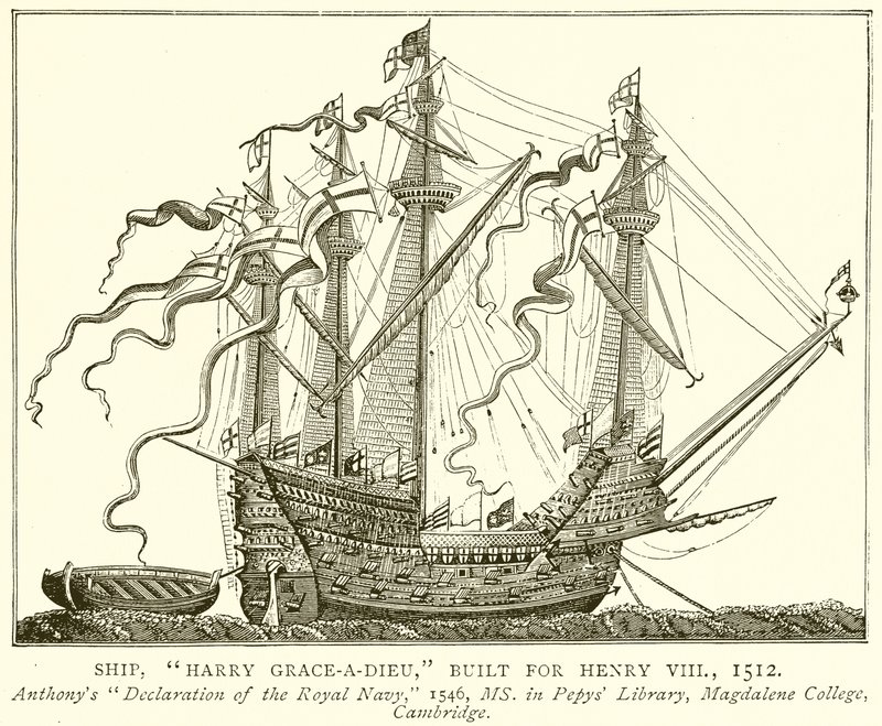 Loď, Harry Grace-a-Dieu, postavená pro Jindřicha VIII., 1512 od English School