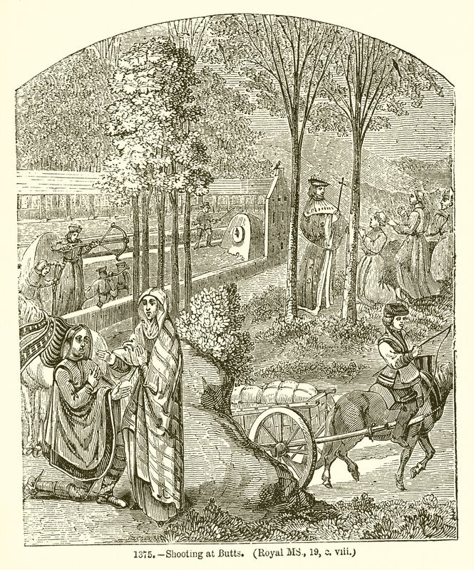 Střelba na Butts. (Royal MS, 19, o. Viii) od English School