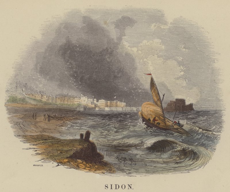 Sidon (barevné rytí) od English School