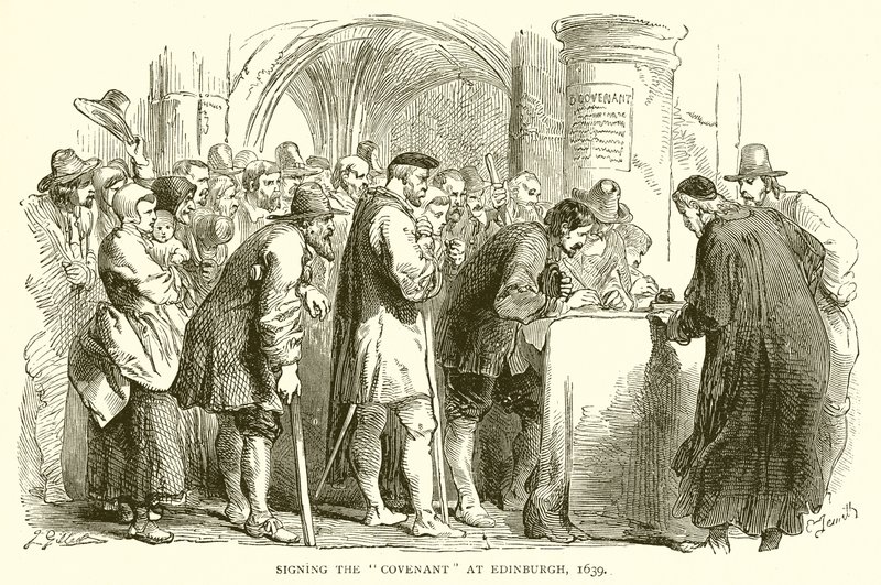 Podepsání smlouvy v Edinburghu, 1639 od English School