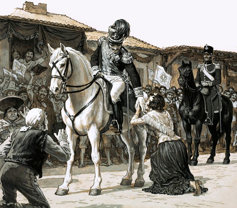 Simon Bolivar triumfálně projíždí ulicemi Caracasu od English School