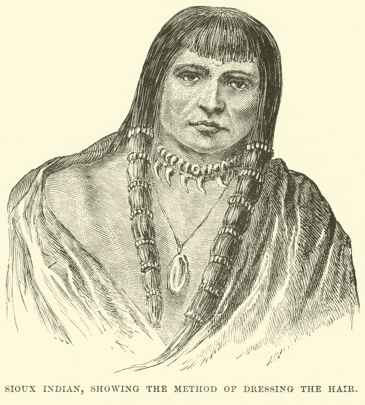 Indián Sioux, ukazující způsob úpravy vlasů od English School