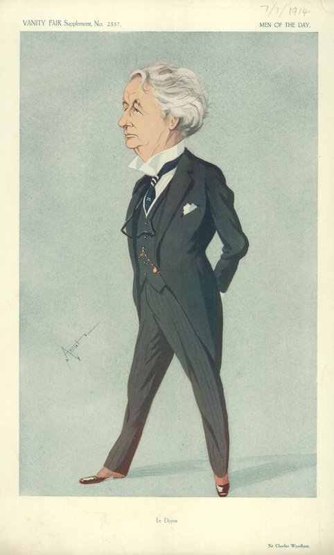 Sir Charles Wyndham, 7. ledna 1914, karikatura Vanity Fair od English School