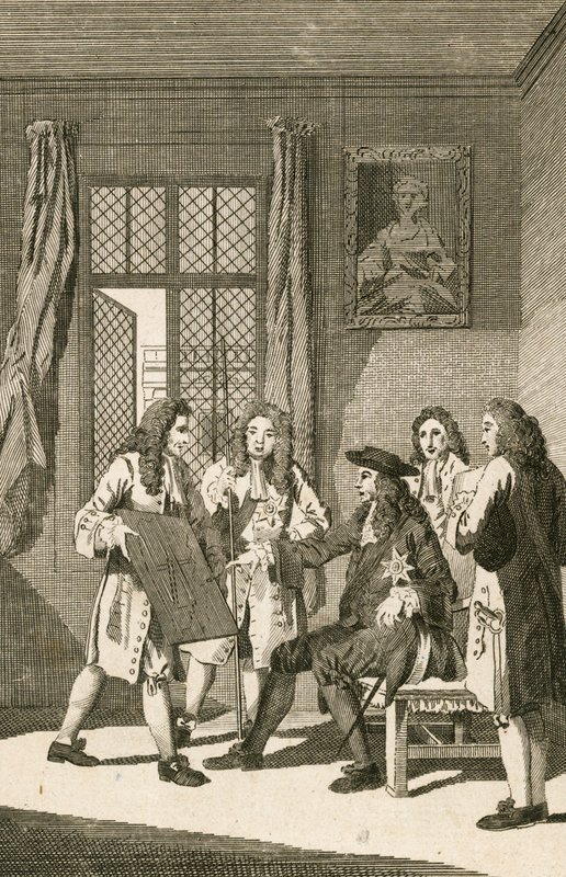 Sir Christopher Wren představuje králi Karlu II svůj plán na přestavbu Londýna od English School