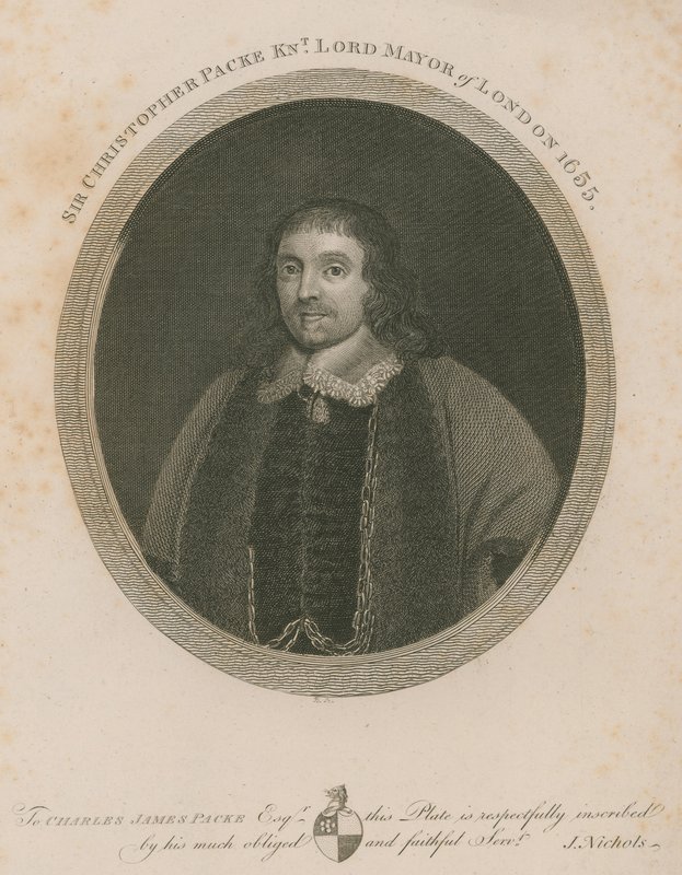 Sir Christopher Packe, primátor Londýna, 1655 od English School