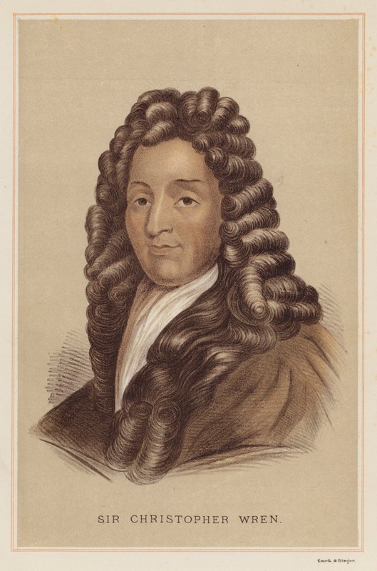Sir Christopher Wren (barevné lito) od English School