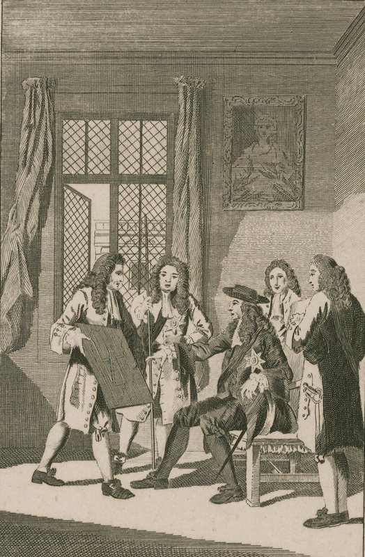 Sir Christopher Wren představuje králi Karlu II. svůj plán na přestavbu londýnské City od English School