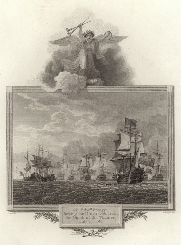 Sir Edwd Spragge vyhnal holandskou flotilu z ústí Temže, 23. července 1667 od English School