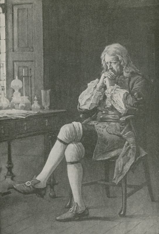 Sir Isaac Newton sedí a sní od English School