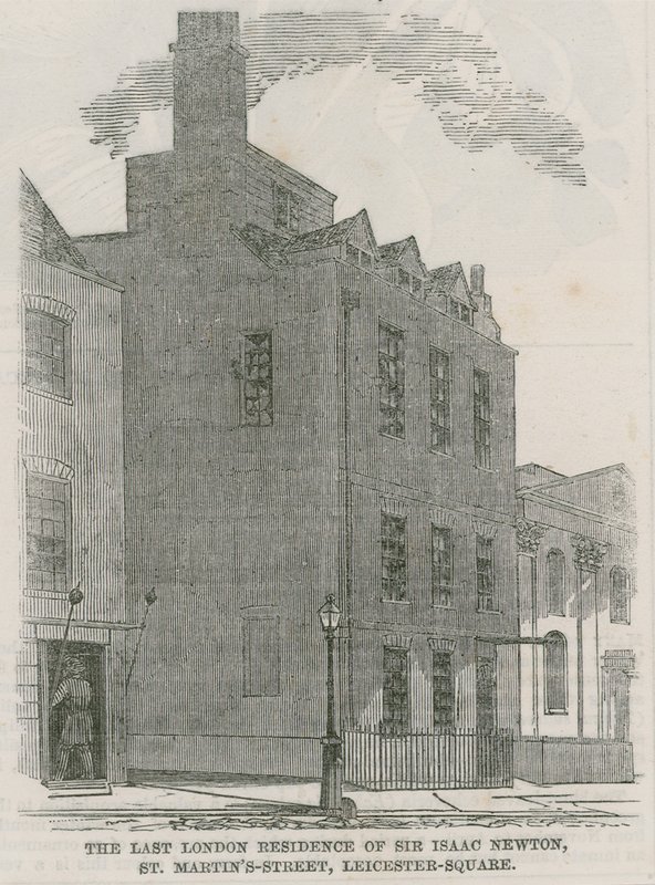 Sir Isaac Newtons House, St Martins Street, Leicester Square v Londýně od English School