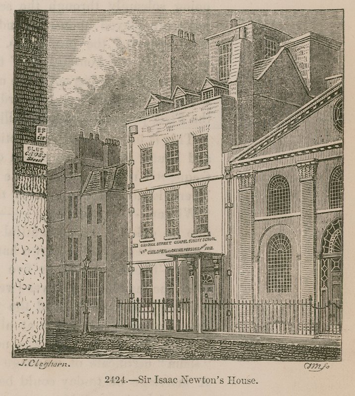 Sir Isaac Newtons House, St Martins Street, Leicester Square v Londýně od English School