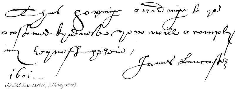 Sir Jas Lancaster, (navigátor) od English School