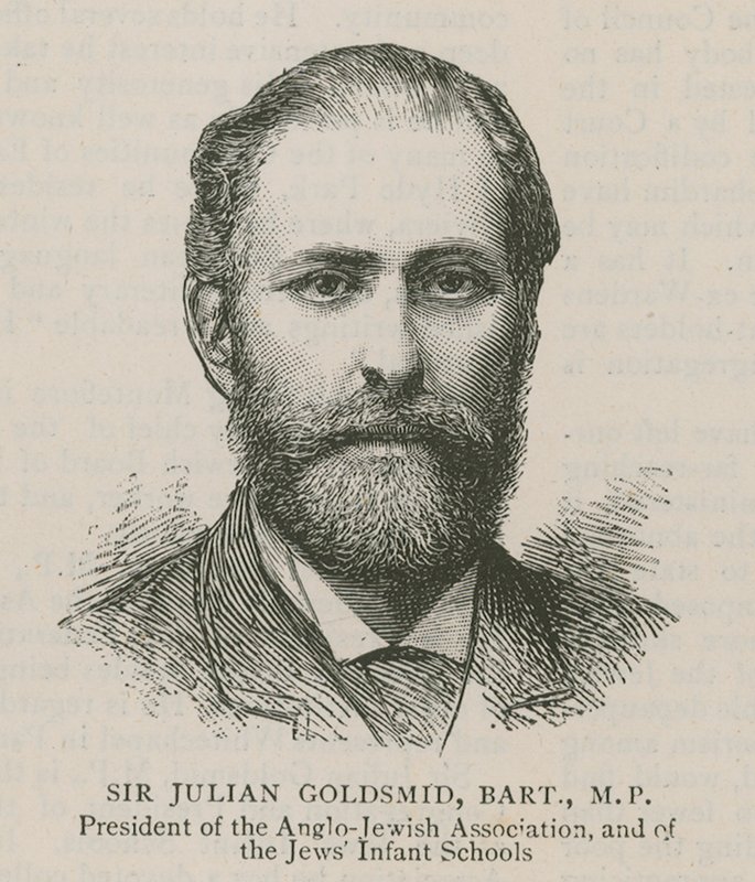 Sir Julian Goldsmid, Bart, poslanec, prezident Anglo-židovské asociace a židovských dětských škol od English School