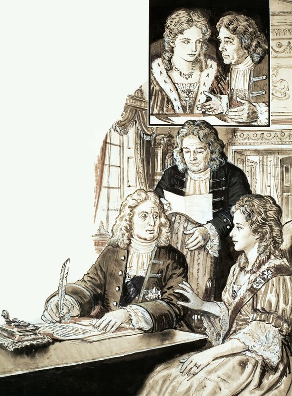 Sir Robert Walpole a král Jiří II od English School