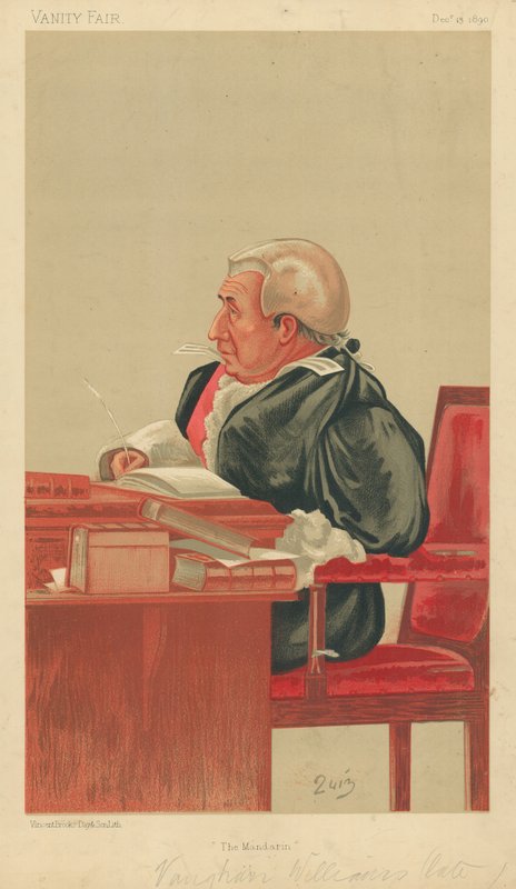 Sir Roland Vaughan Williams, Mandarin, 13. prosince 1890, karikatura Vanity Fair od English School