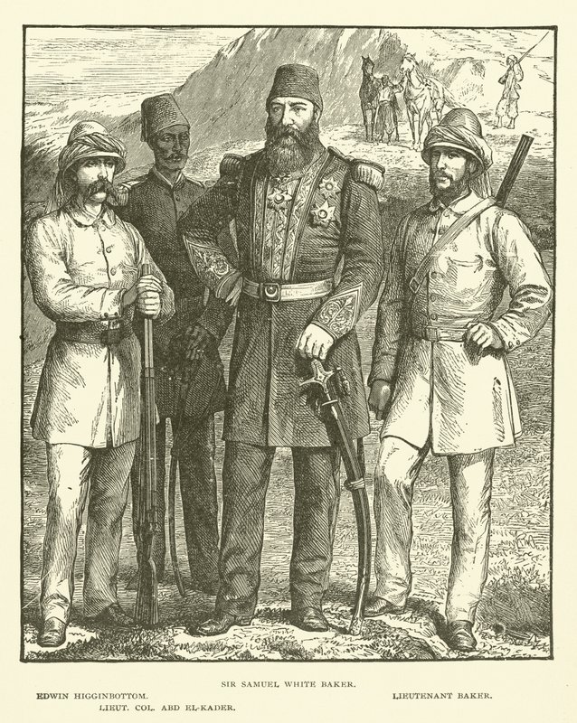 Sir Samuel White Baker, Edwin Higginbottom, poručík Baker, Lieut Col Abd El-Kader (rytina) od English School