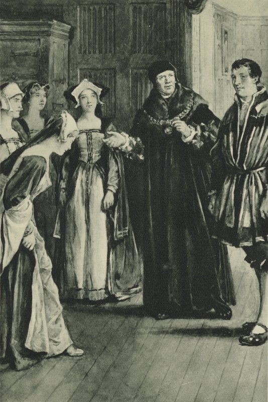 Sir Thomas More přináší Holbeina domů (litho) od English School