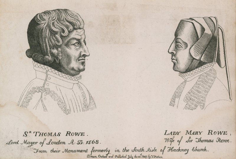 Sir Thomas Rowe, primátor Londýna 1568, a lady Mary Rowe od English School