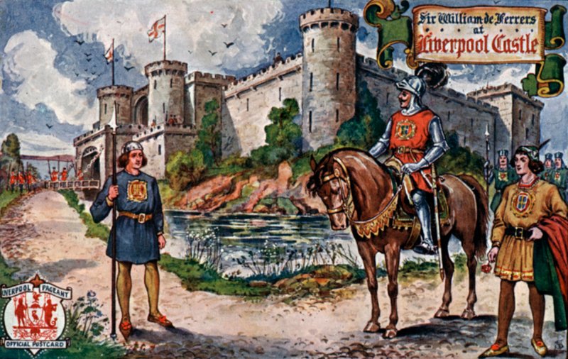 Sir William De Ferrers na hradě Liverpool (barevné lito) od English School