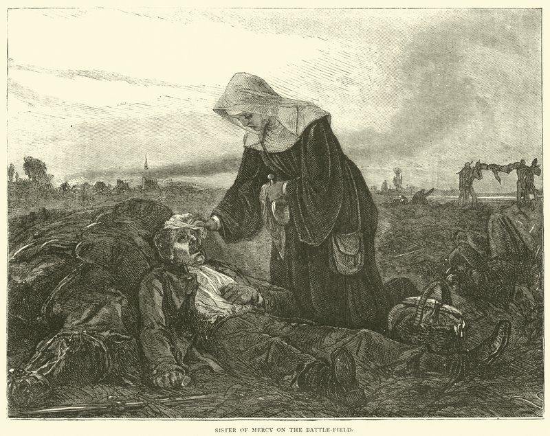 Milosrdná sestra na bitevním poli, září 1870 od English School