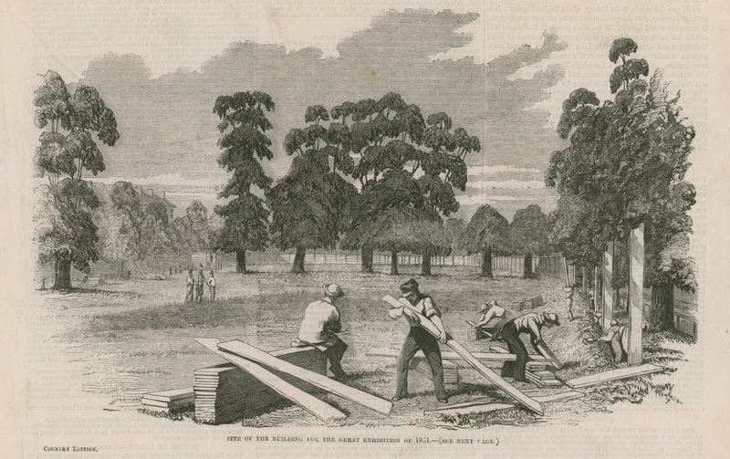 Místo budovy pro Velkou výstavu z roku 1851 od English School