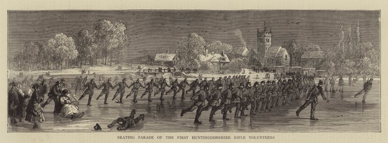 Skating Parade of the First Huntingdonshire Rifle Volunteers (rytina) od English School