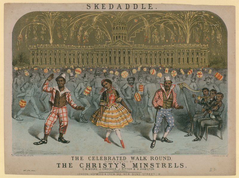 Skedaddle, oslavovaná procházka, zpívaná a tančená Christy Minstrels od English School