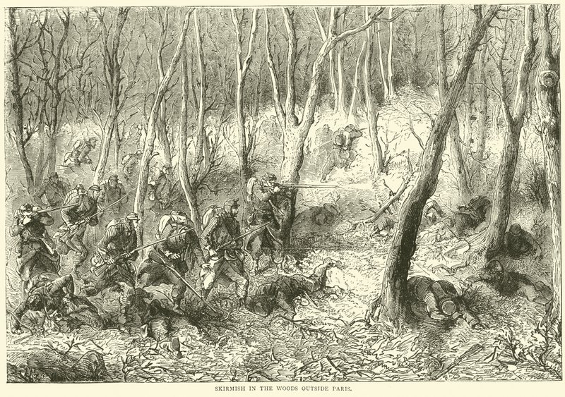 Potyčka v lesích u Paříže, říjen 1870 od English School