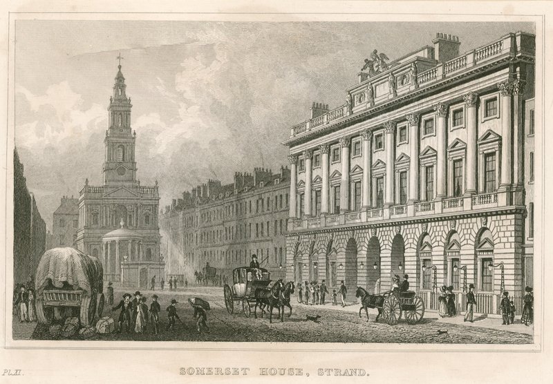 Somerset House a St Mary-le-Strand, The Strand, Londýn od English School