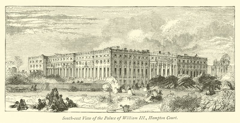 Jihovýchodní pohled na palác Viléma III., Hampton Court od English School