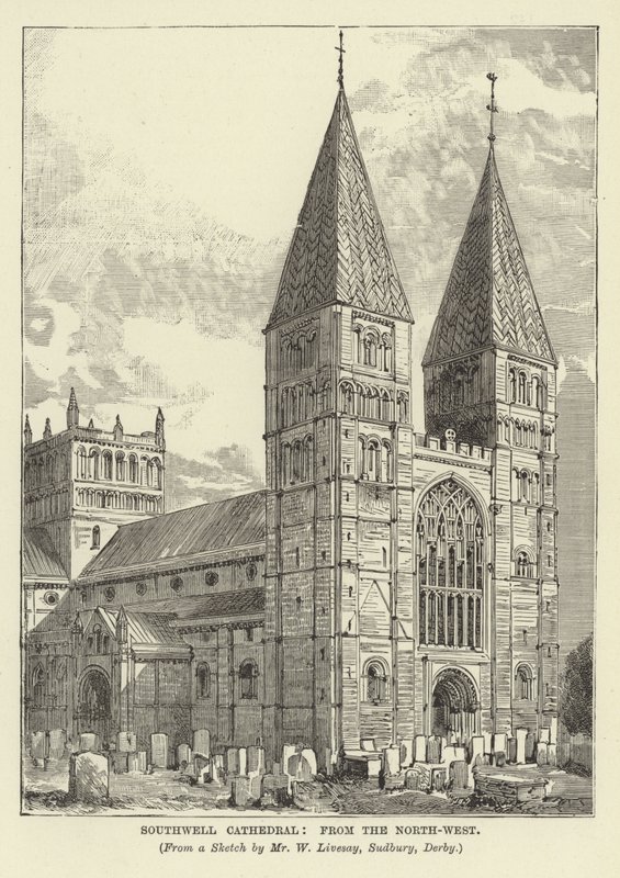 Southwell Cathedral, od severozápadu od English School