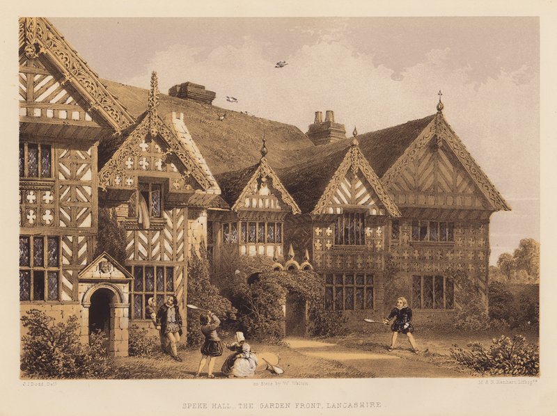 Speke Hall, Garden Front, Lancashire (akvatinta) od English School
