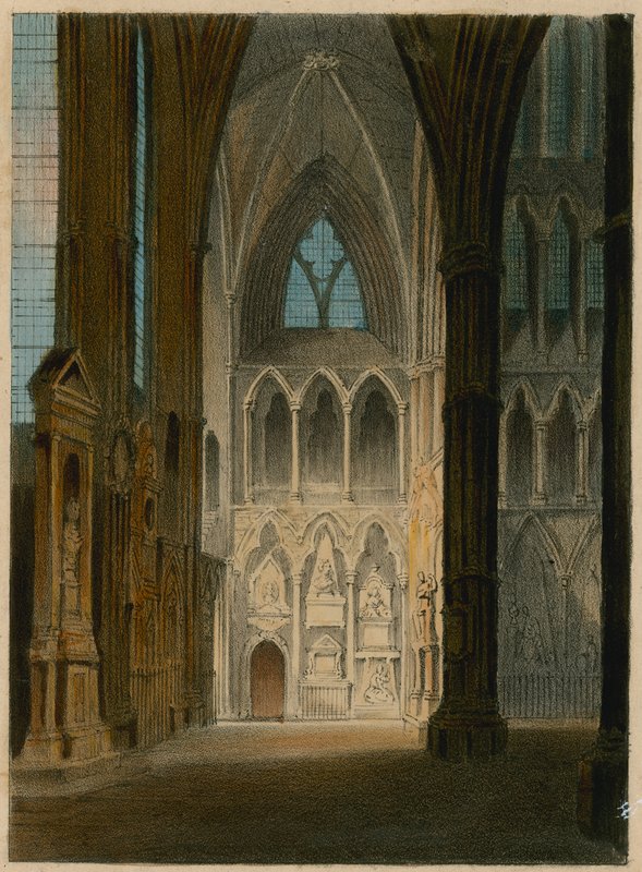 Spooners Protean Views: Poets Corner, Westminster Abbey, Londýn, Změna na Shades of Shakespeare, Scott a Byron od English School
