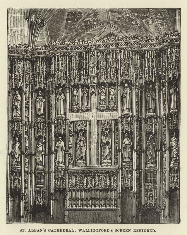 Katedrála St Albans, obrazovka Wallingfords obnovena od English School