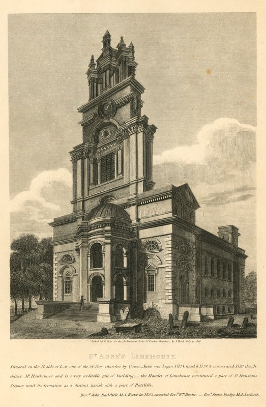 Kostel St Annes, Limehouse, Londýn od English School