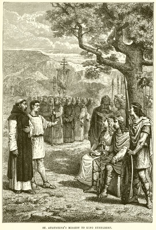 Mise svatého Augustina u krále Ethelberta od English School