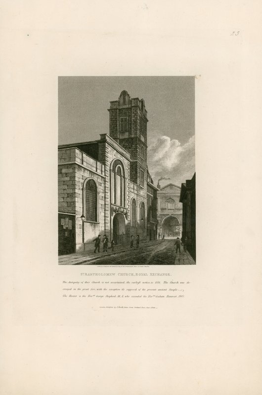 Kostel svatého Bartoloměje, Royal Exchange, Londýn od English School